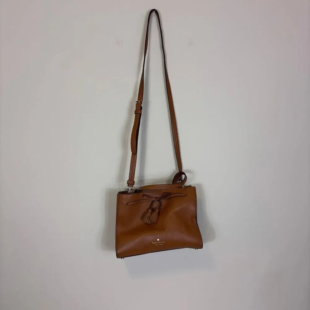 Kate Spade Brown Pebbled Leather Satchel‎ Crossbody Purse